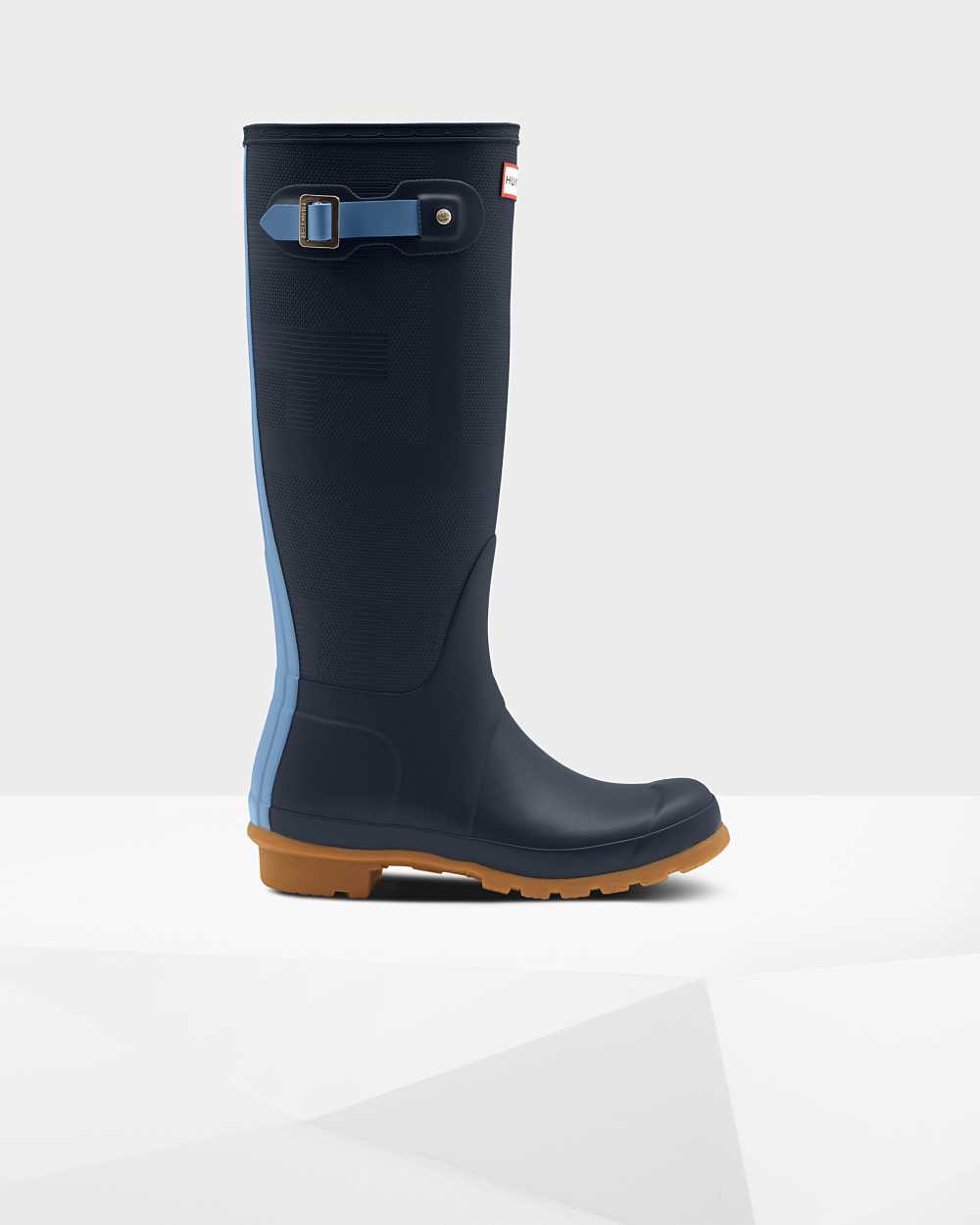 Hunter Original Tall Exploded Logo Texture Women's Rain Boots NZ-67627S Navy